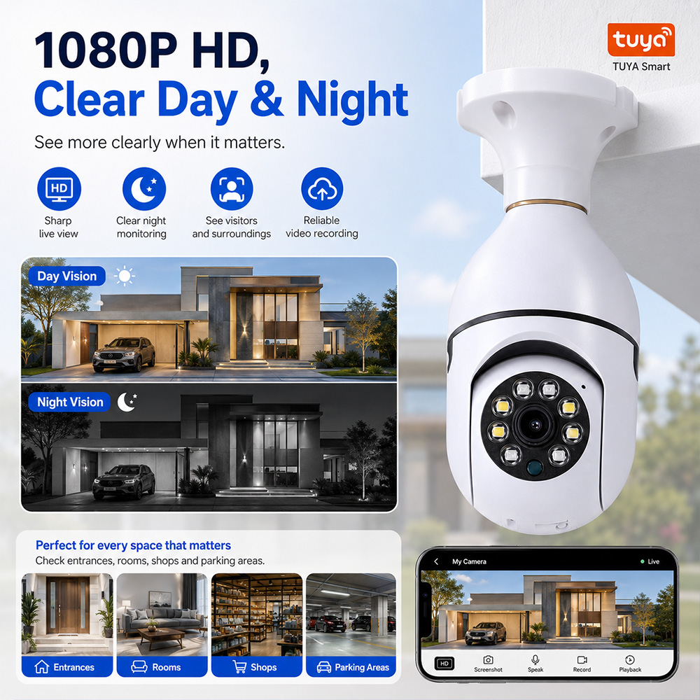 Photography Lighting Wireless - Bulb Camera Tuya Draadloze Lamp 2MP