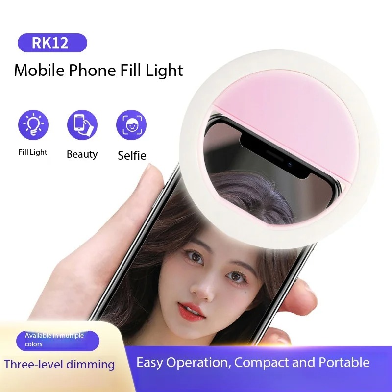 Photography Lighting Spotlight - Oplaadbare clip-on selfie ringlamp, 3 niveaus