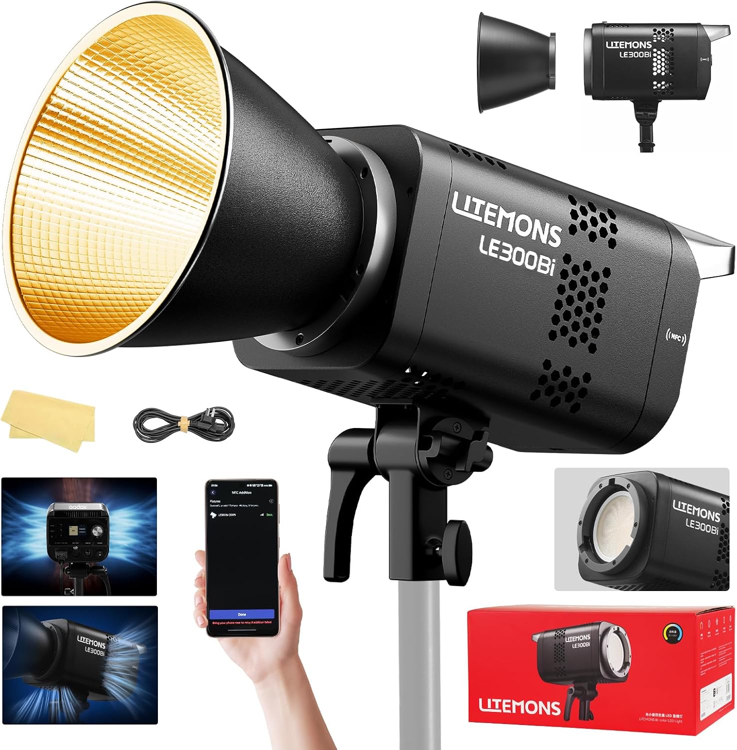 Photography Lighting Kit - RGB LED Videoverlichtingsset, 3-pack studio-videolampen met