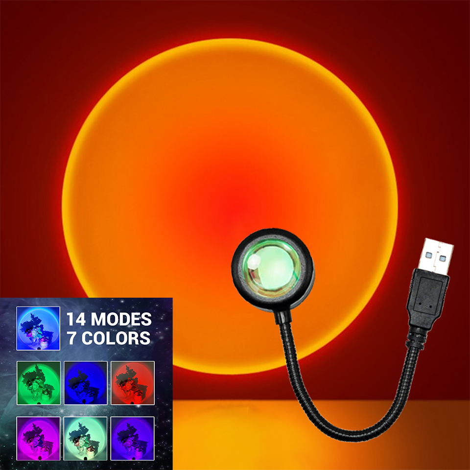 Photography Lightning - Led Zonsonderganglamp Nachtlampjes Usb Projector Verjaardagsfeest