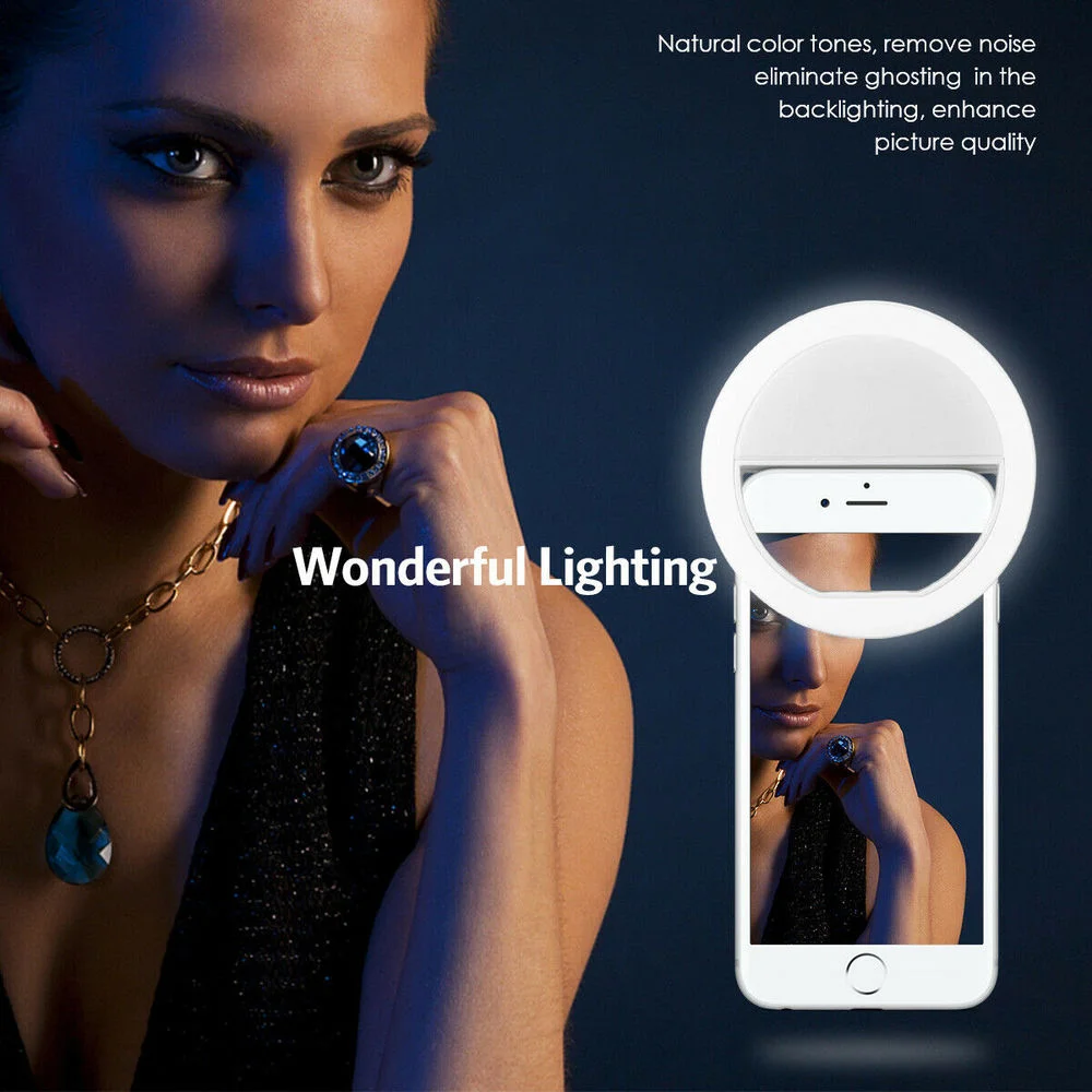 Oplaadbare clip-on selfie ring - Photography Lighting Spotlight recensie en prijs