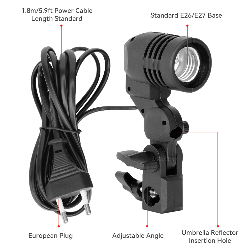 Enkele kop lamphouder E27-fitt - Photography Umbrella Lighting Kit recensie en prijs